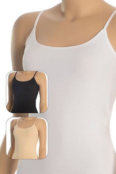 Öts Tricouri de corp colorate pentru femei, pachet de 3 cu bretele din Lycra