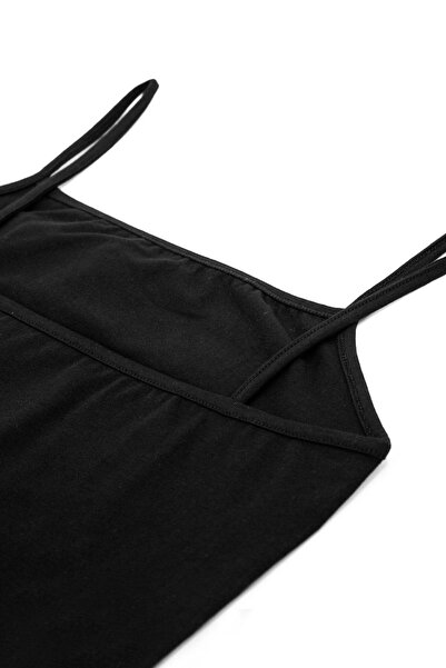 Öts Women's White Square Flat Collar Cotton Lycra String Tank Top