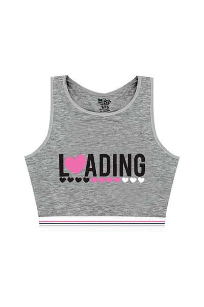 Öts 3-Piece Gray Cotton Lycra Half Tank Top Bustier Set for Girls
