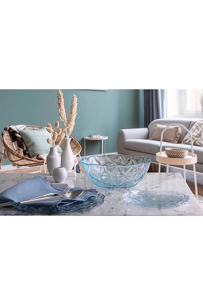 Paşabahçe Estrella 6 Pieces Blue Cake Plate - 20X20X1.5 Cm, 300 Cc