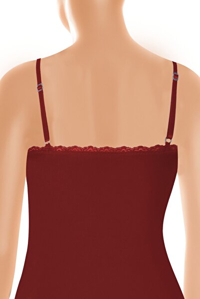 Öts Kadın Ayarlanabilir İp Askılı Dantelli Viskon Atlet