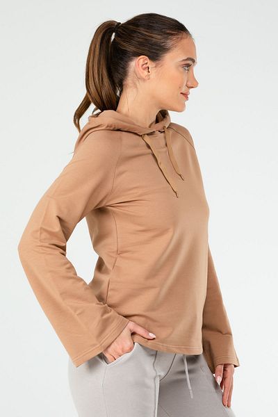 speedlife Дамски суитшърт с качулка, цвят camel, стандартен, памучен, SC1176