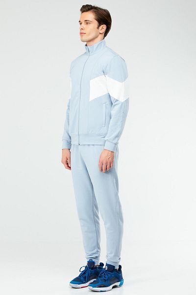 speedlife Blue Regular Stand Collar Men's Tracksuit Set Xa1727