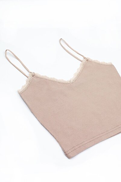 Öts Women's Padless Bustier Cotton Lycra Rope Strap Ribbed Camisole Bra