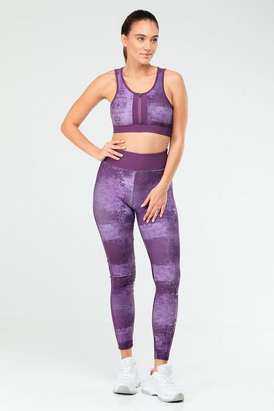 speedlife Set de jambiere pentru femei Plum Slim Fit Lycra cu decolteu în V Triple Gathering Sb06361