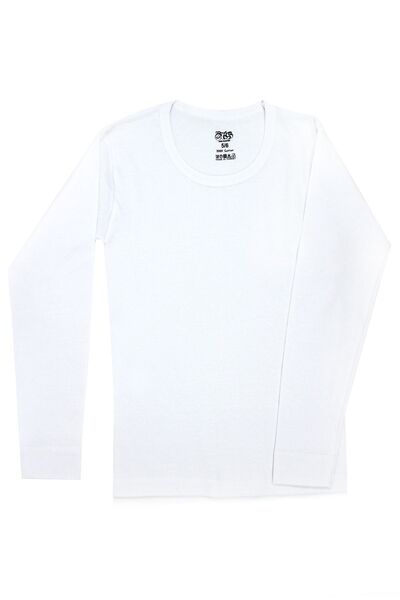 Öts Tricou alb cu mânecă lungă pentru băiat, bumbac