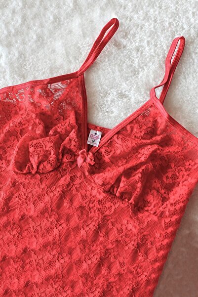 Öts Women's Red Lace Tank Slim Fit