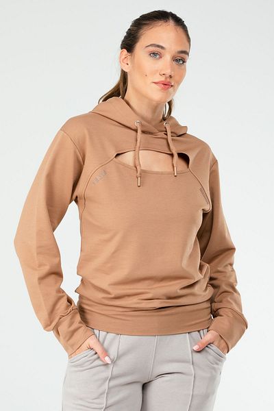 speedlife Дамски суитшърт с качулка, цвят camel, стандартен, памучен, SC1177