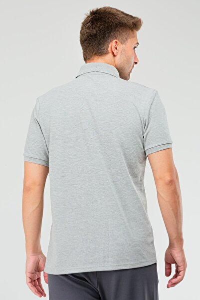 speedlife Men's Polo Collar Gray Melange T-Shirt - 100% Cotton, Short Sleeve XF1735