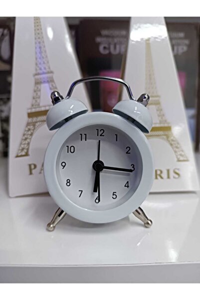 Mirdiya Beyaz Renk Mini Masaüstü Analog Dekoratif Çalar Saat Masa Saati
