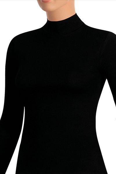 Öts Women's Long Sleeve Half Turtleneck Bodysuit Cotton Lycra T-Shirt
