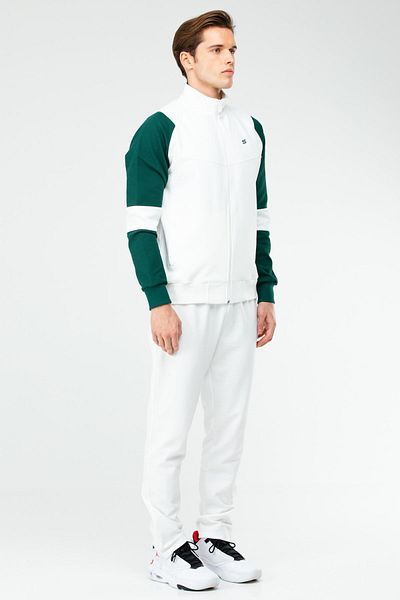 speedlife Ecru Men's Tracksuit Set - Stand Collar, Xa1732