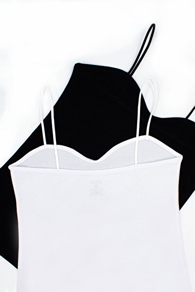 Öts Kadın İp Askılı Kalp Yaka Pamuklu Likralı Atlet