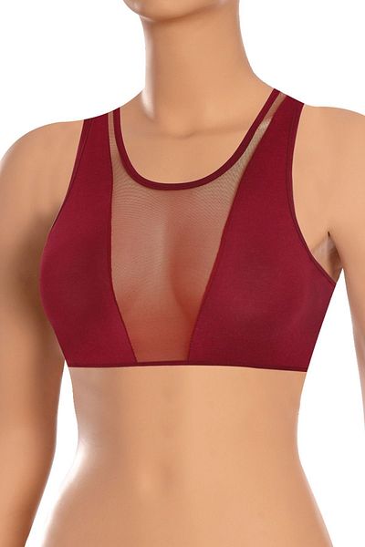Öts Women's Padless Lycra Tulle Bustier Cotton Thick Strap Bra