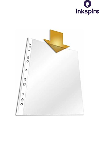 inkspire A4 Clear Foil File - 50 Pieces, Perforated Edge, 1 Pack, Office File Bag