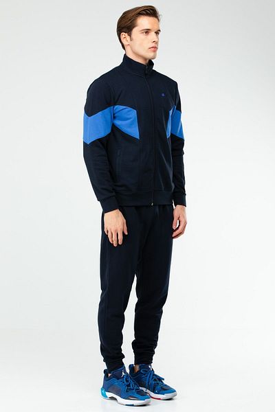 speedlife Navy Blue Regular Stand Collar Men's Tracksuit Set Xa1727