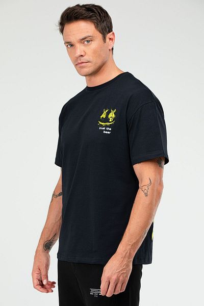 speedlife Ανδρικό μπλουζάκι Oversize βαμβακερό Navy Blue - Crew Neck, κοντομάνικο XF1600