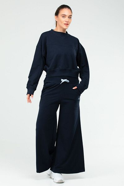 speedlife Γυναικεία αθλητική φόρμα Navy Blue Regular Cotton Crew Neck Crop Sa2632