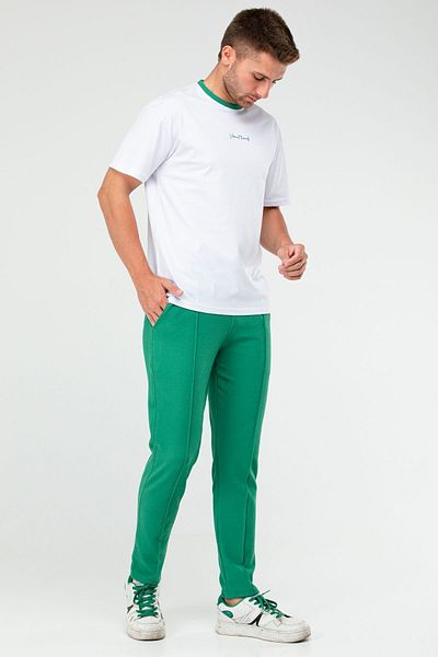 speedlife Λευκό Benetton Green Oversize Crew Neck Basic Ανδρικό Σετ Xb0093