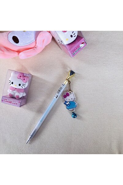 synshop Sanrio Hello kitty taşlı zilli Kawai Japon Kore kırtasiye 0.7 uçlu Kalem