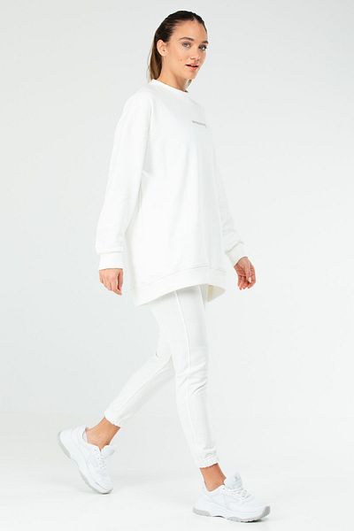 speedlife White Regular Cotton Crew Neck Basic γυναικεία αθλητική φόρμα τουνίκ Sa2619