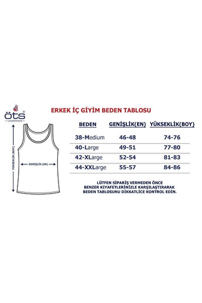 Öts Erkek Siyah 6'lı Paket %100 Pamuklu Klasik Süprem Atlet (%100 PAMUK)