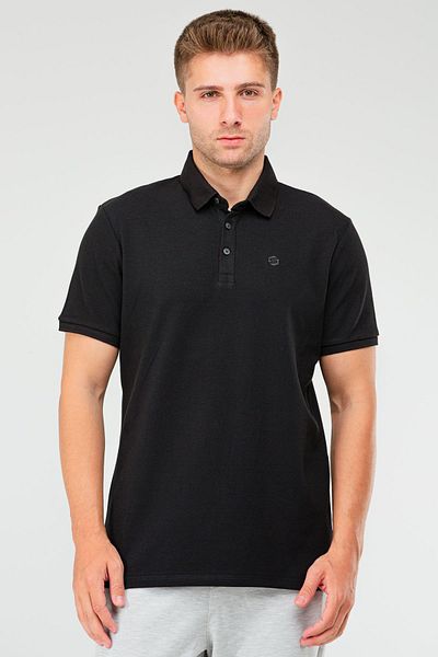speedlife Tricou de bază negru cu gât polo pentru bărbați - 100% bumbac, mânecă scurtă XF1735