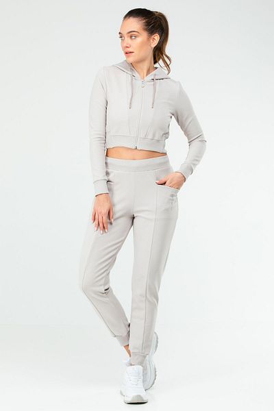 speedlife Gray Regular Hooded Crop Women's Tracksuit Set Sa2629