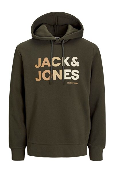 Jack & Jones Ανδρικό φούτερ με κουκούλα με τυπωμένο λογότυπο - Forest