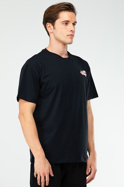 speedlife Ανδρικό μπλουζάκι με κοντό μανίκι Navy Blue Oversize Cotton Crew Neck Xf1599