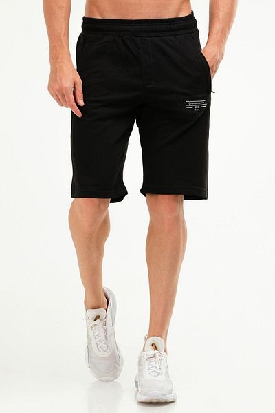 speedlife Black Regular Cotton Zippered Pocket Men's Shorts Xe0151