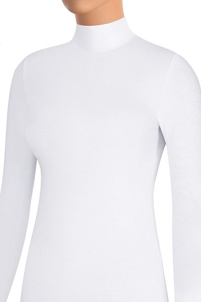 Öts Tricou cu mânecă lungă pentru femei, cu jumătate de gât, din bumbac, din lycra