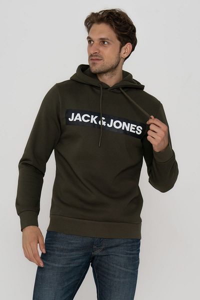 Jack & Jones Cushion Men's Hooded Logo Printed Sweatshirt