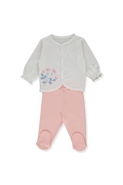 Bebetto Interlock Floral Letters Pajamas Set with Booties - Set of 2 F1341
