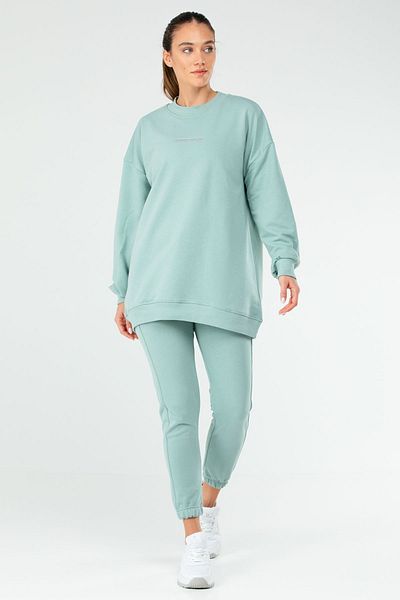 speedlife Çağla Green Crew Neck Basic βαμβακερή γυναικεία αθλητική φόρμα τουνίκ - Sa2619