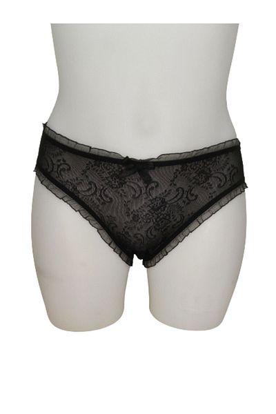 r rojinins Women's Lacy Black and White 6 Pack Cotton Bikini Panties