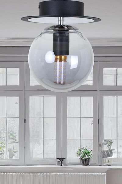 MŞ Aydınlatma Alora Black Chrome Smoked - Glass Chandelier Plafonier