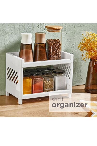 WAPPA رف تخزين منظم ذاتي بطبقة مزدوجة، رف مكتبي متعدد الوظائف من البلاستيك