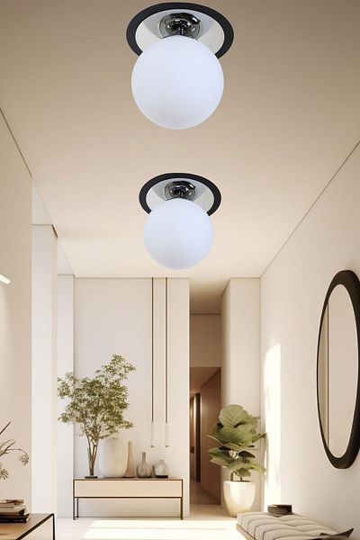 MŞ Aydınlatma Alora Black and White Glass Chandelier Plafonier