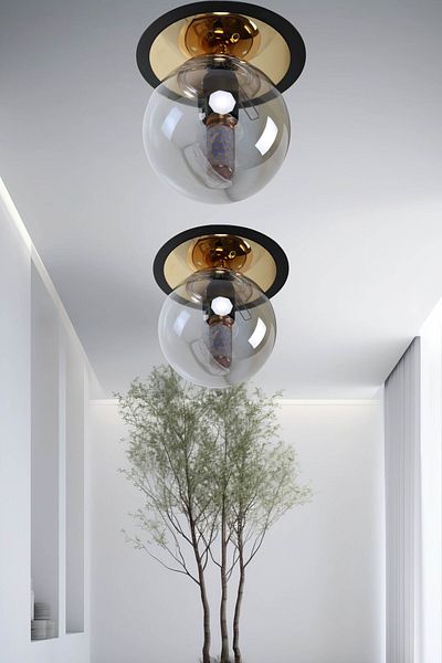 MŞ Aydınlatma Alora Black Chandelier - Gold Smoked Glass Plafonier