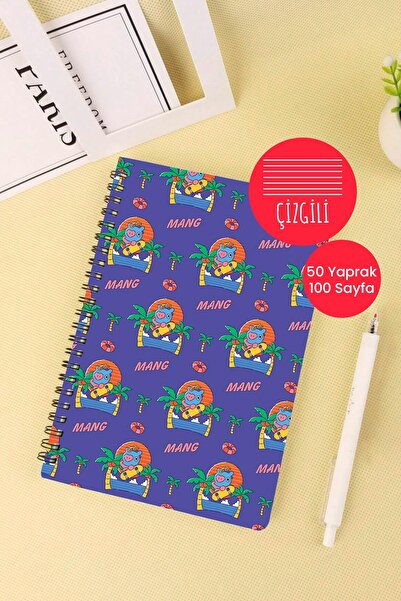 Anime Marketi Bt21 Mang Designed A5 Spiral School Notebook 50 Sheets 100 Pages - Ruled