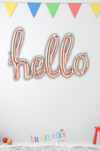 mypartyready Hello El Yazılı Rose Gold Birleşik Folyo Balon 100cm Balon Süsle...