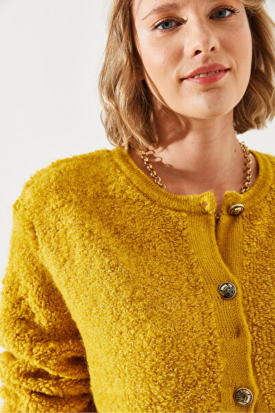 Bianco Lucci Kadın Havlu Desenli Düğmeli Hırka