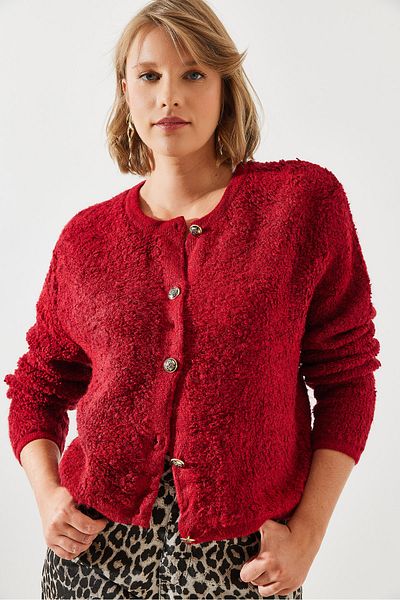 Bianco Lucci Towel Patterned Women's Cardigan - Buttoned