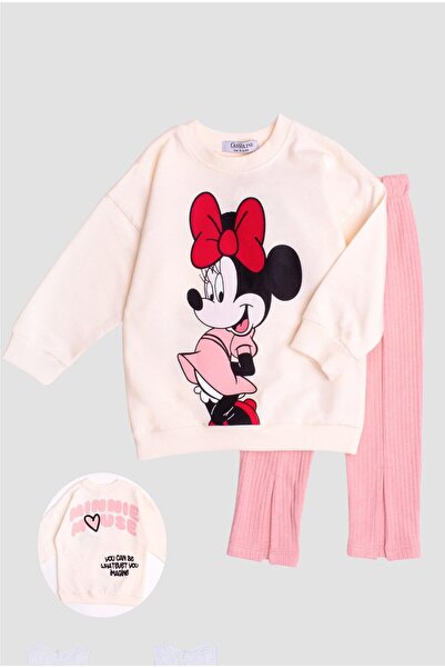 Chicsy Baby Minnie Mause Büyük Baskılı Oversize  Alt Üst Bebek Çocuk Eşorfman Takımı