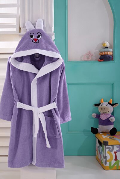 Riva 9-10 Yaş Nakışlı %100 Pamuk Çocuk Bornozu