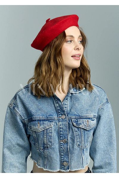MinaCarin Red Ecru French Felt Beret - Pack of 2