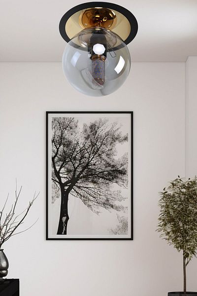 MŞ Aydınlatma Alora Black Chandelier - Gold Smoked Glass Plafonier