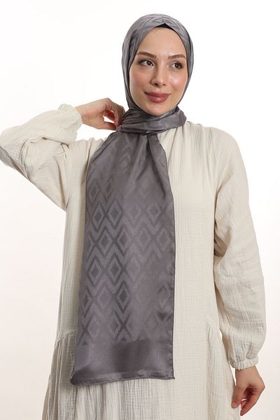 m moon scarf High Quality Tile Pattern Silky Jacquard Shawl - Imported Fabric and Italian Stitching "medium Gray"