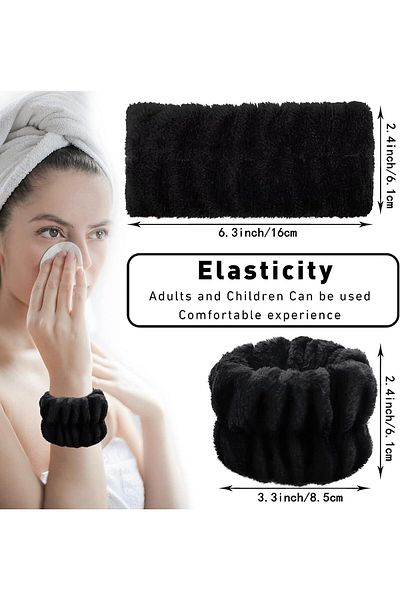 MEŞELİ TEKSTİL 2 Pieces Extra Soft Water Absorbent Wristband - Face Washing Armband Athlete Spa Wristband (Set)